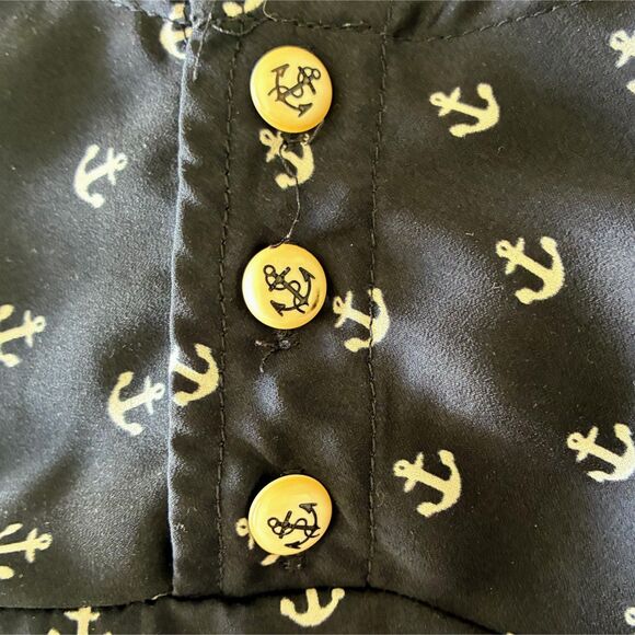 Cynthia Rowley Navy Blue Anchor Print Blouse - Picture 3 of 4